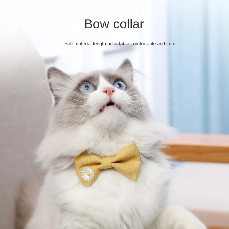 

Pet Cat Collars Cute Bowknot Adjustable Puppy Bow Tie Pets Rabbit Kitty Necklace Collar Cats Accessories, Pink,blue,grey,yellow,brown