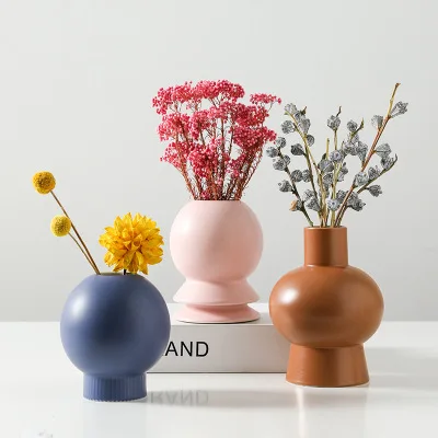 

Nordic Morandi Ceramic Decoration Living Room Home Creative Vase Arrangement Dry Flower Ornament Ins Wind Flower Ware Supplier