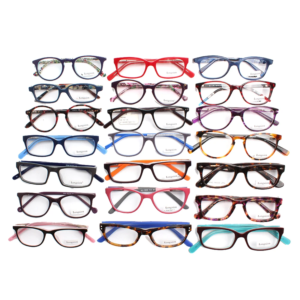 

AST002 Ready to ship inventory promotion cheap mixed acetate frame optical glasses, As picture or custom colors