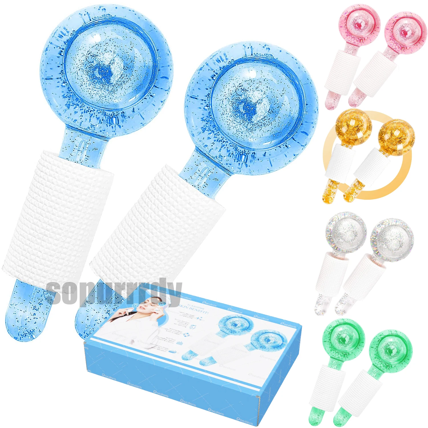 

Custom Logo Ice Globes for Facial Cooling Globes Set for Eye Neck Cold Glass Ice Roller Ball Ice Globe Massager