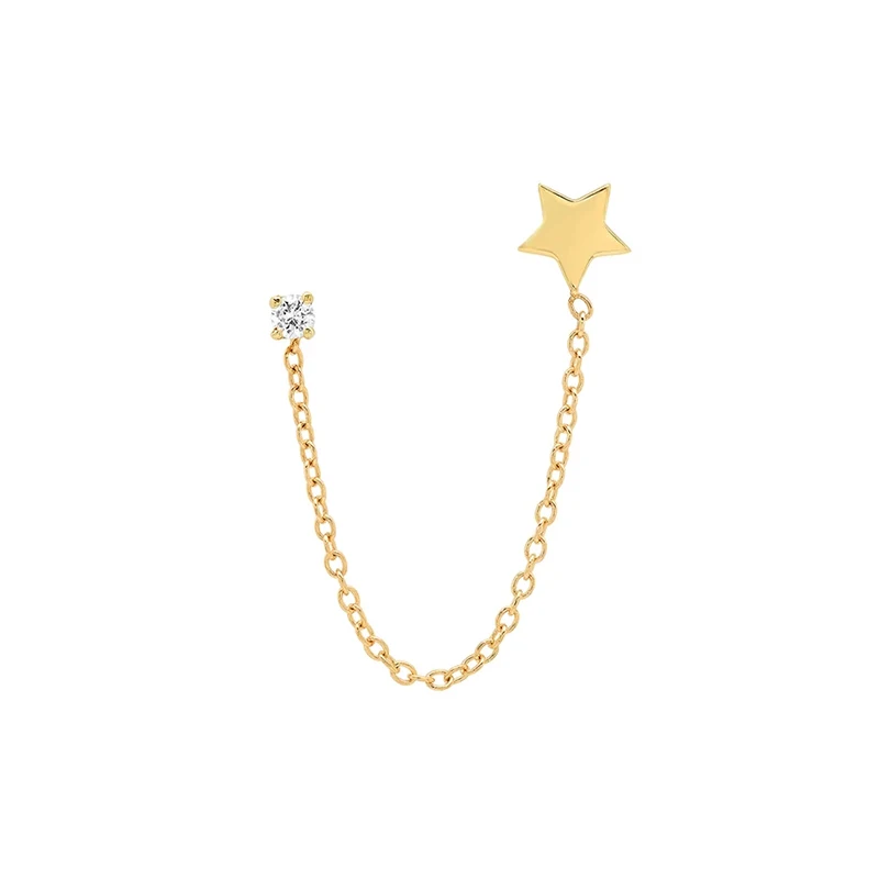 

European and American fashion S925 sterling silver chain tassel diamond star earrings