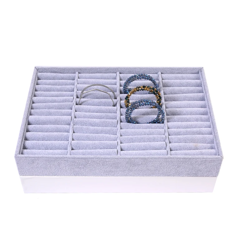 

44 Bracelet Display Storage Tray 4 Rows Of Large-capacity Jewelry Display Bracelet Watch Display Stand Without Cover, White grey