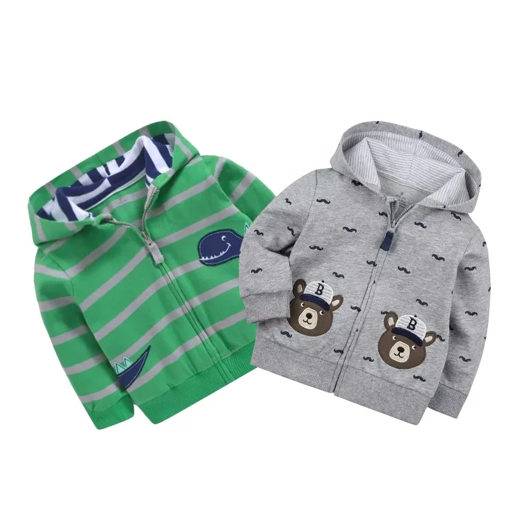 
New style kids baby boy jacket zipper design Cute embroidery animals newborn winter baby coat 
