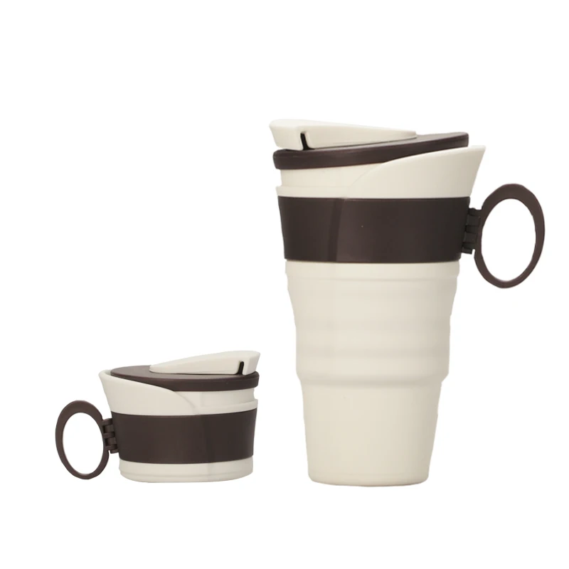 

300ml Travel Folding Collapsible Silicone Foldable Coffee Mug with Lid, Blue, pink, black