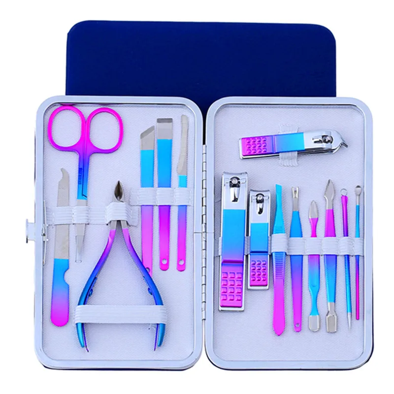 

Ecranon Stainless Steel Manicure Set 15 Beauty Scissors Pedicure Knife Nail Clipper Set Nail Treatment Package, Picture