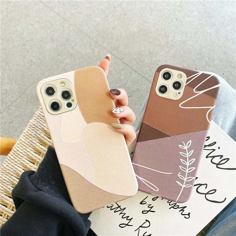 

Geometric Splicing Art Phone Case For iPhone 12 11 Pro Max 7 8 Plus X XR XS Max Mini Soft Silicone Camera Protection Back Cover