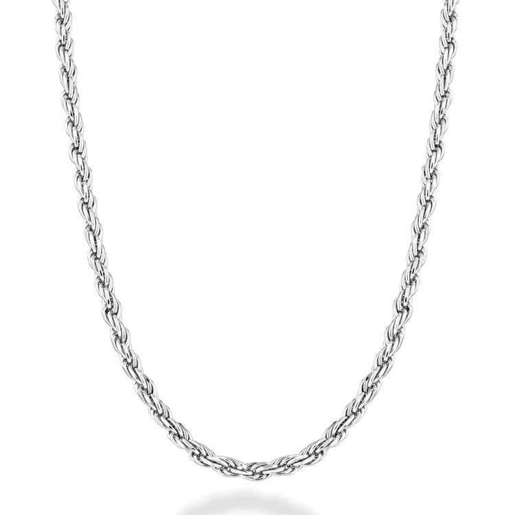 

2021 New Women Fashion 925 Sterling Silver Classic Diamond-Cut Rope Chain Necklace Jewelry Chains For Sale