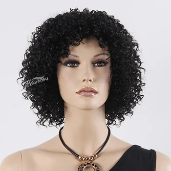 African American 14 Short Black Kinky Curly Flame Resistant