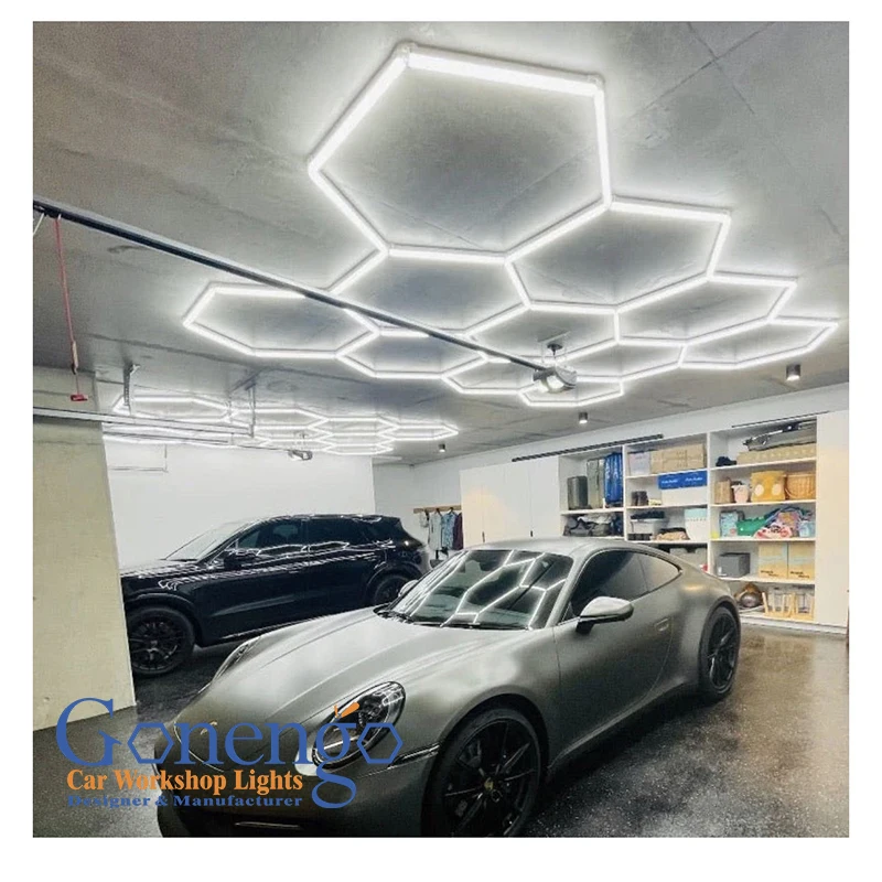 

Auto Beauty Repair Maintenance Honeycomb Light Family Style Garage Hexagon Lights 4000K