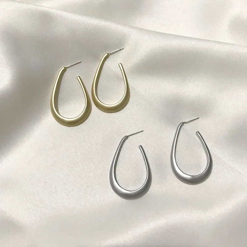 

Minimalist Silver Gold Plating Water Drop Circle Pendant Earrings For Women