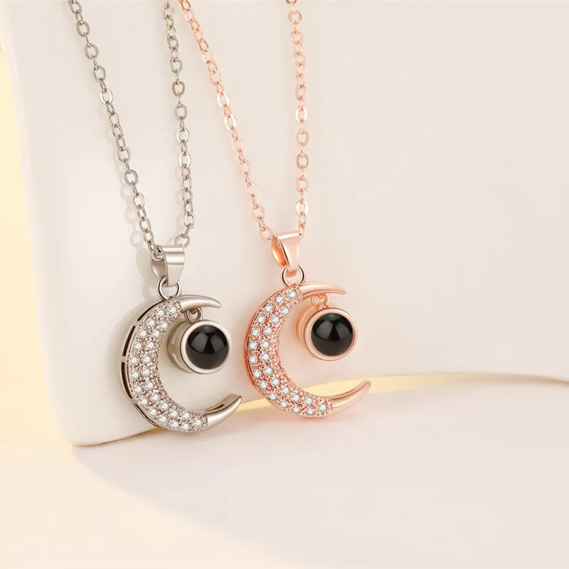 

new design high quality choker trendy necklace I love you words moon customized jewelry gift, Picture shows