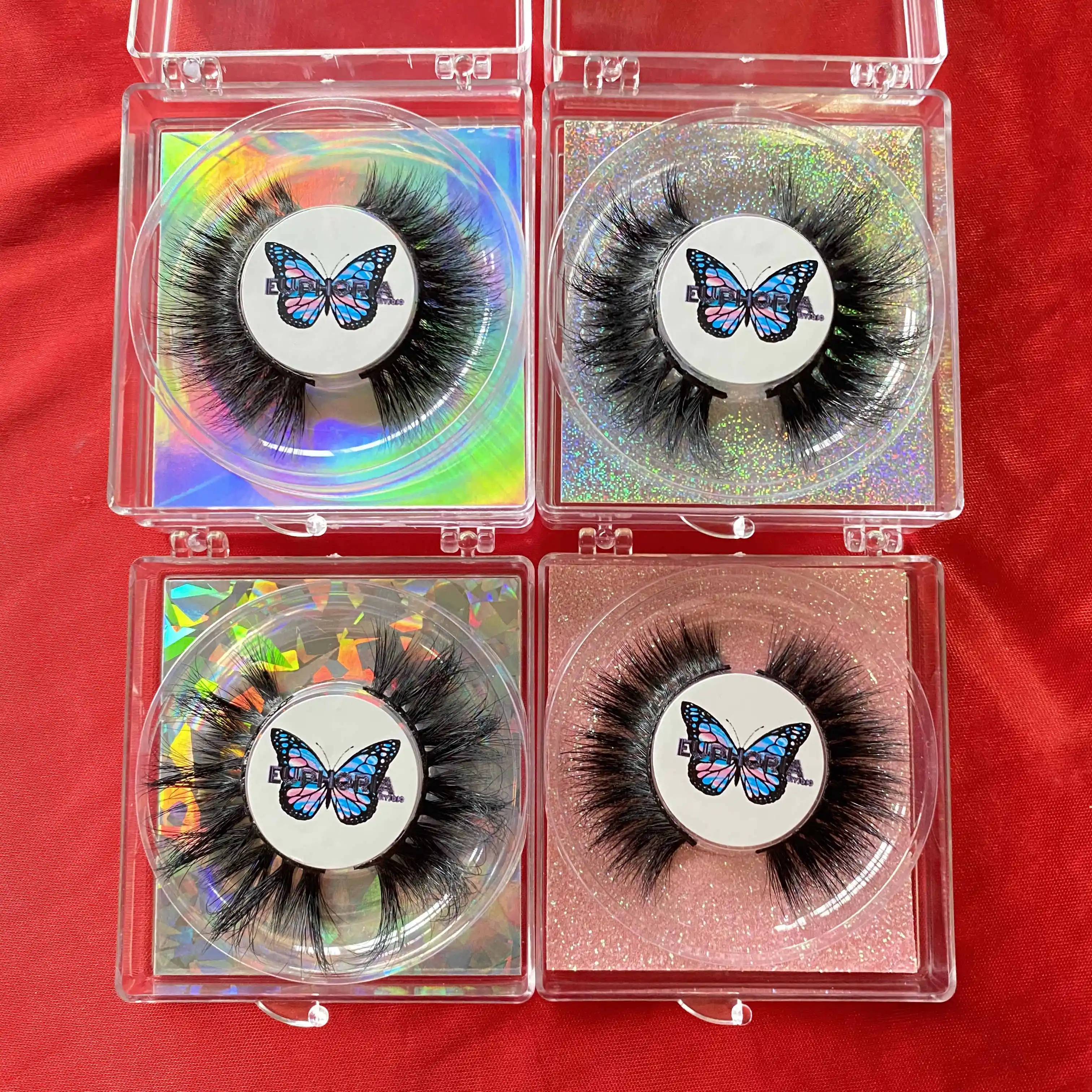 

Wholesale 3d Full Strip lashes customized lempty eyelash case boxes fluffy vegan mink eyelashes private label, Natural black