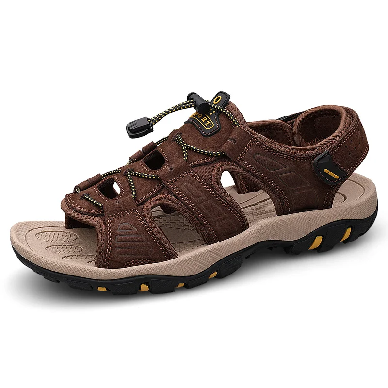 

2021 New Design Outdoor Casual Beach Sandals Durable Shock Absorption Anti-slip Men Leather Sandals