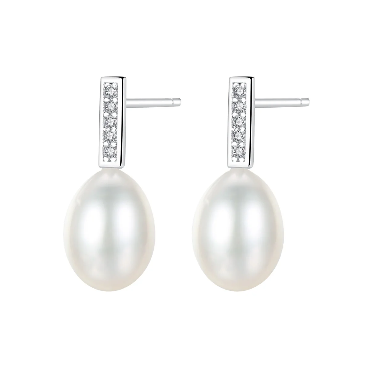 

PAG&MAG 925 Silver Girl Simple Stud Earrings Fine Jewelry Natural Pearl Fashion Earrings