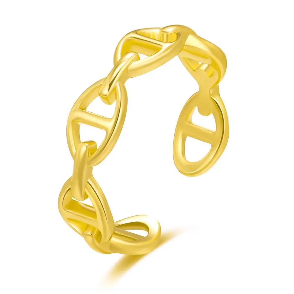 

New Ins Pig Nose Hollow Ring Brass Real Gold Plated Hollow Band Vintage Toe Ring