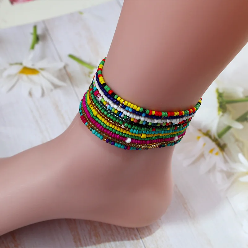 

Vintage Adjustable Weave Rope Chain Anklet Bohemian Colorful Beads Sequin Anklet For Women, Picture