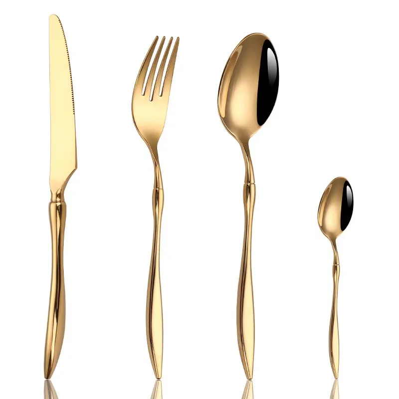 

Premium Quality 304 Stainless Steel Flatware Cutlery Set Silverware Gold Plated Tableware, Silver/gold/rose gold/black