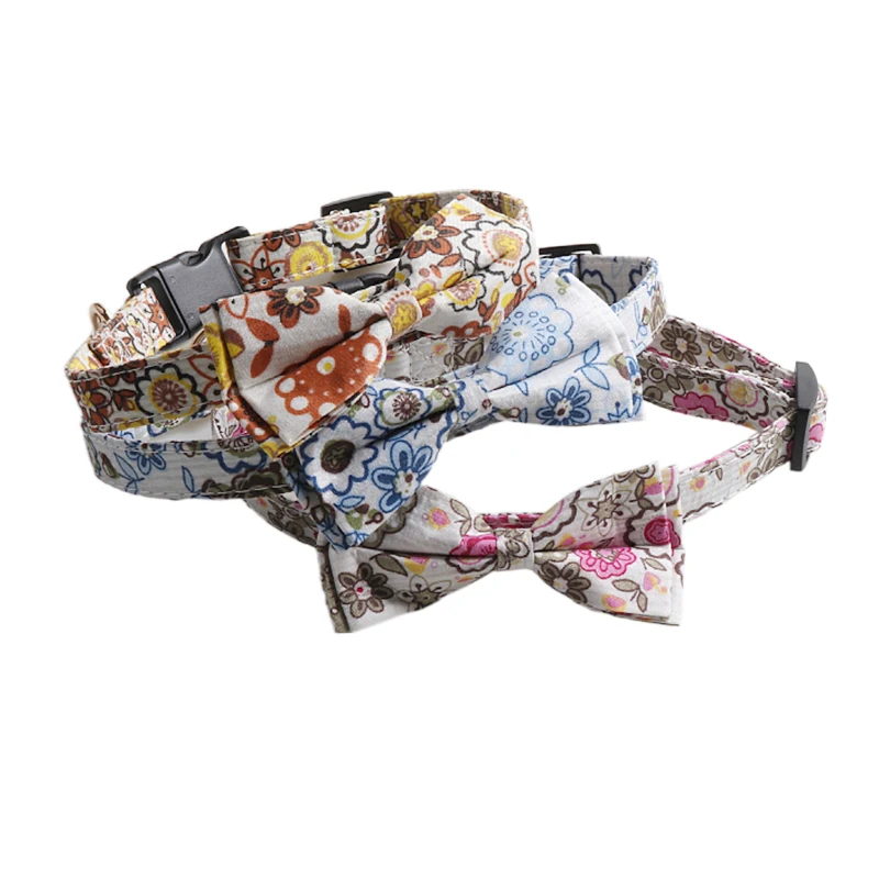 

Amigo popular bow tie personalized adjustable comfortable soft floral bowtie quick release buckle puppy pet collars for dogs