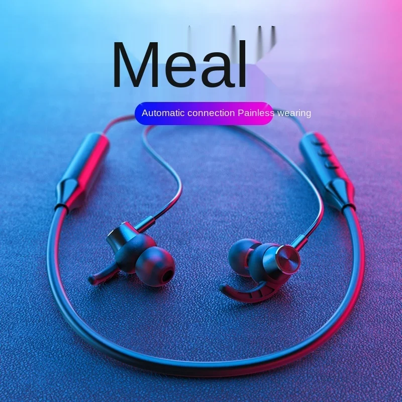 

Blue tooth5.0wireless sports headset Stereo Subwoofer Halter neck hanging metal magnetic Blue tooth headset, White