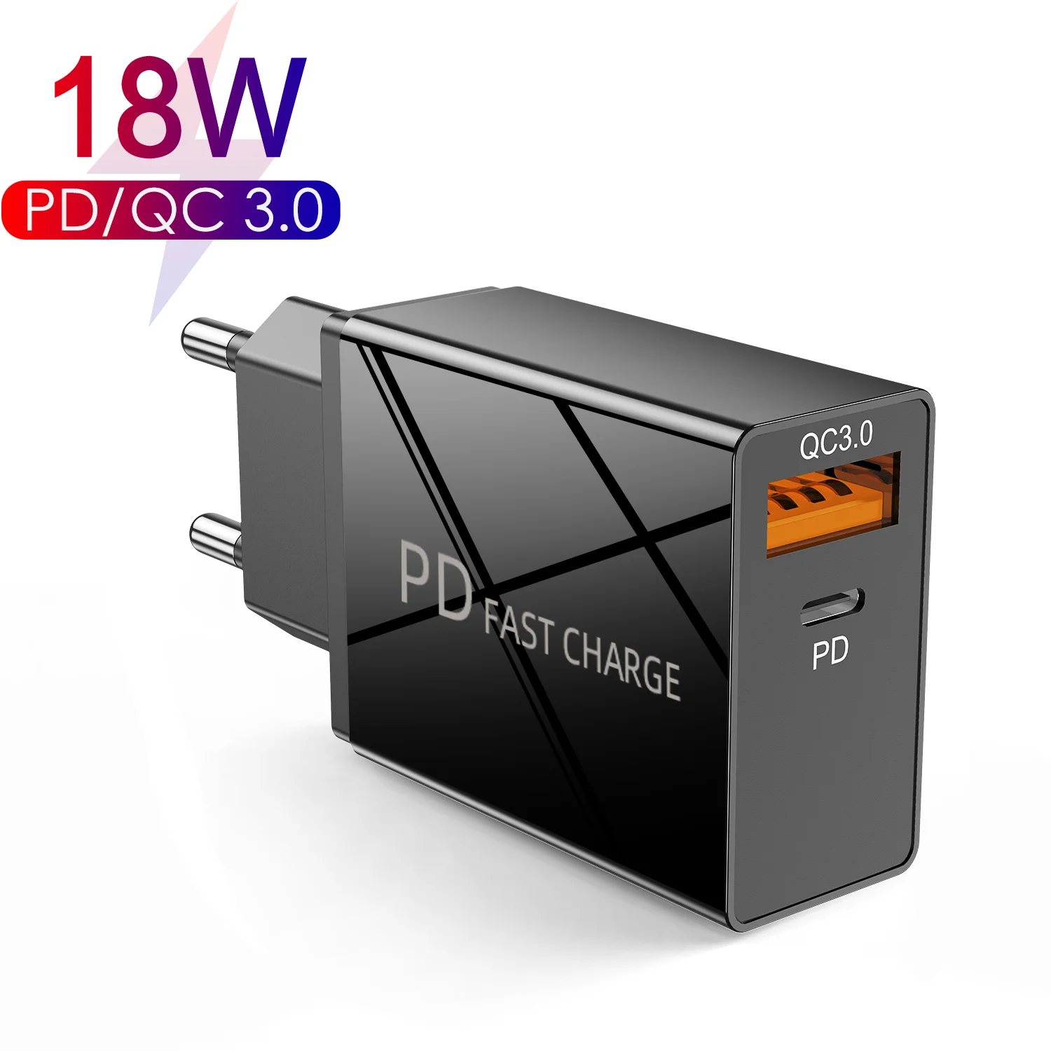 

USLION USB Charger 36W QC3.0+PD USB Type C Fast Wall Charger For iPhone 12 for Xiaomi Square Mobile Phone Charger Adapter