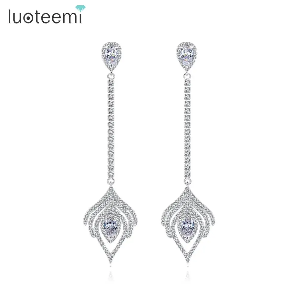 

LUOTEEMI Anniversary Gifts Charm Earrings Feather Shaped Fashion Jewelry Earrings for Women