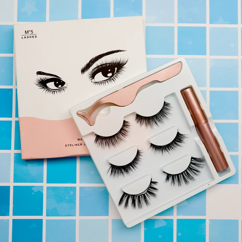 

droshipping 3 pair gorgeous 3d super soft fiber magnetic eyelashes with woman lashes, Natural black