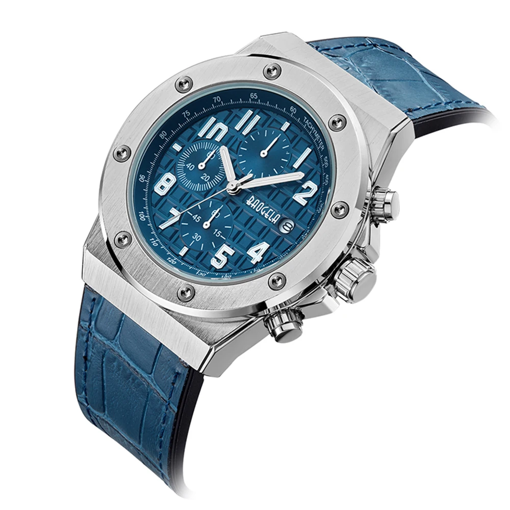

Hot Selling Top Brand Designer Wristwatch Baogela 1805 Cool Men Wrist Watch Luxury Alloy Chronograph Watches, Blue, silver, black, rose gold