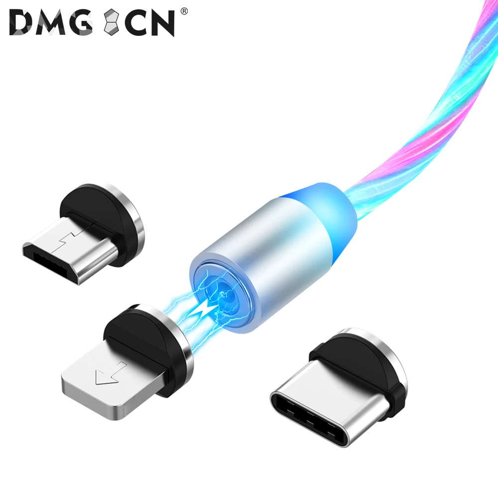 

LED Magnetic Charging Cable 3 in 1 USB Cable wholesale Charger Cable Wire, Blue/red/green/white (multi-color)