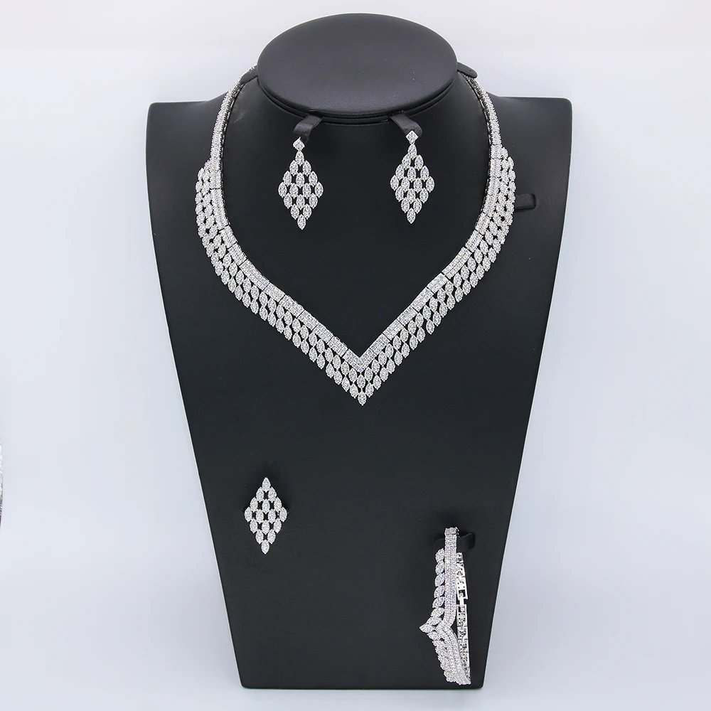 

AAA zirconia micro inlay necklace earrings bracelet ring women jewelry sets bridal set wedding jewellery