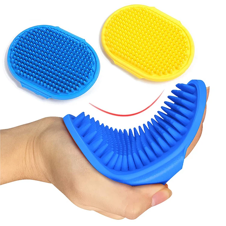 

Pet Dog Cat Bath Rubber Comb Hair Fur Grooming Massaging Brush Rubber Brush For Dogs, 5 colors