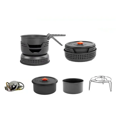 

Pot Set Cookware 1KG Custom Logo Kitchenware Picnic Camping Tableware Cookware Heat gathering, Sliver