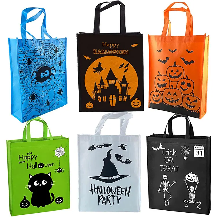

Hot selling promotional eco friendly custom logo shopping bag cheap price tote bag Halloween non woven gift bag, Yellow,white ,black,orange,blue,red