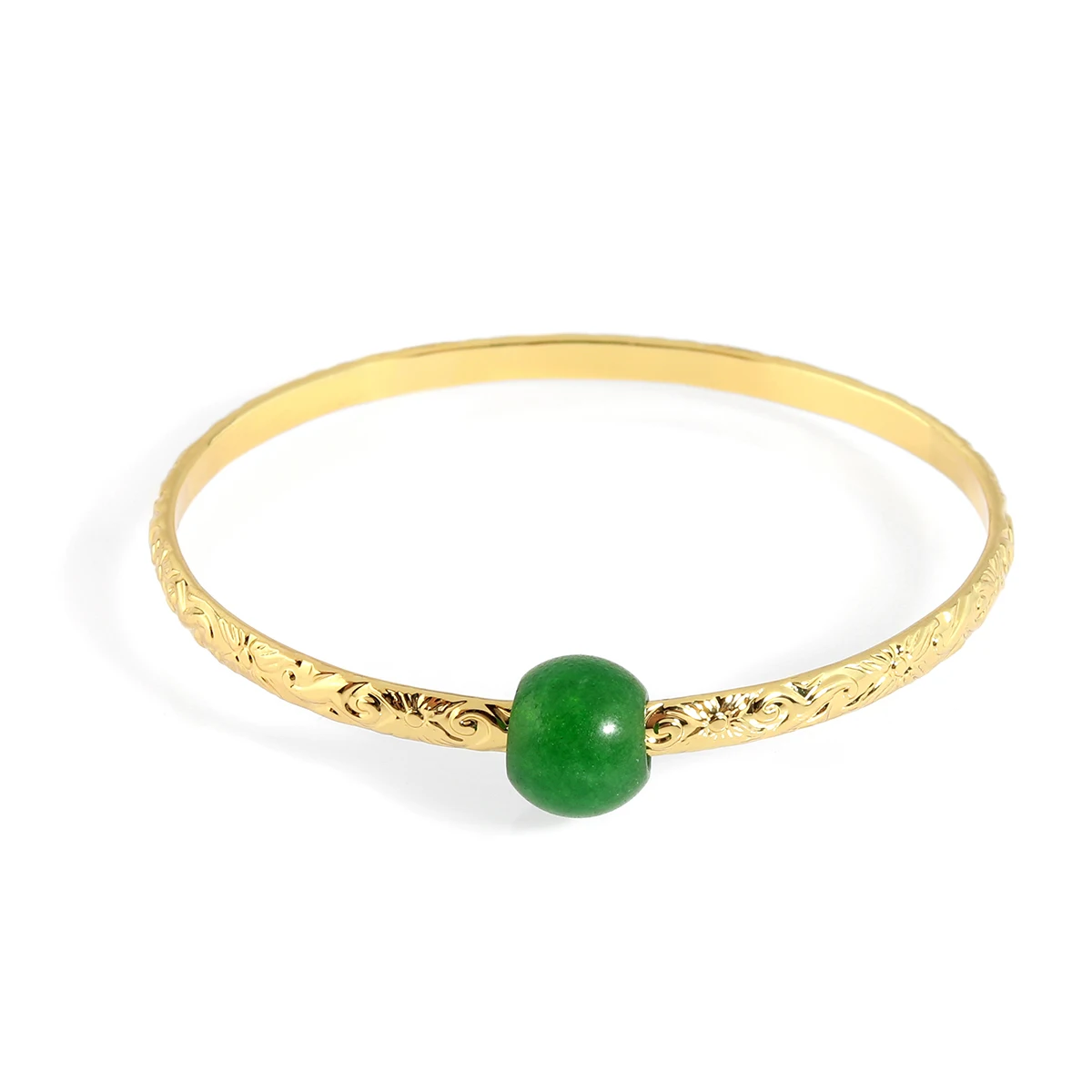

Classic hawaiian 18k gold plated thin copper jade bead fashion jewelry bracelets bangles