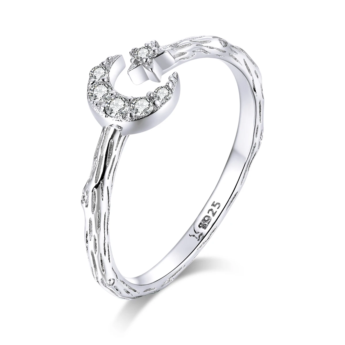 

SCR638 Factory Wholesale Women Jewelry Moon and Star Open Adjustable 925 Silver Finger Rings