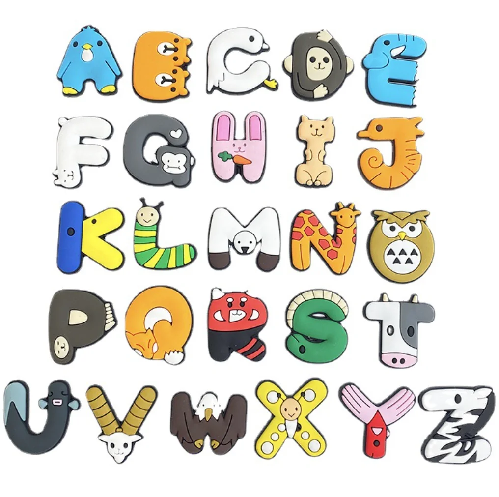 

Hot Sale Cute Animal Alphabet Cartoon Garden Shoes Crocs Charms Letters, Customized color