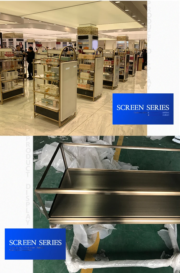 high end custom gold stainless steel storage rack shelf for garment clothes stainless steel metal clothes display rack