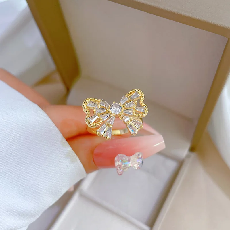 

2023 Engagement Wedding Real Gold Plated Zircon Butterfly Adjustable Ring Jewelry