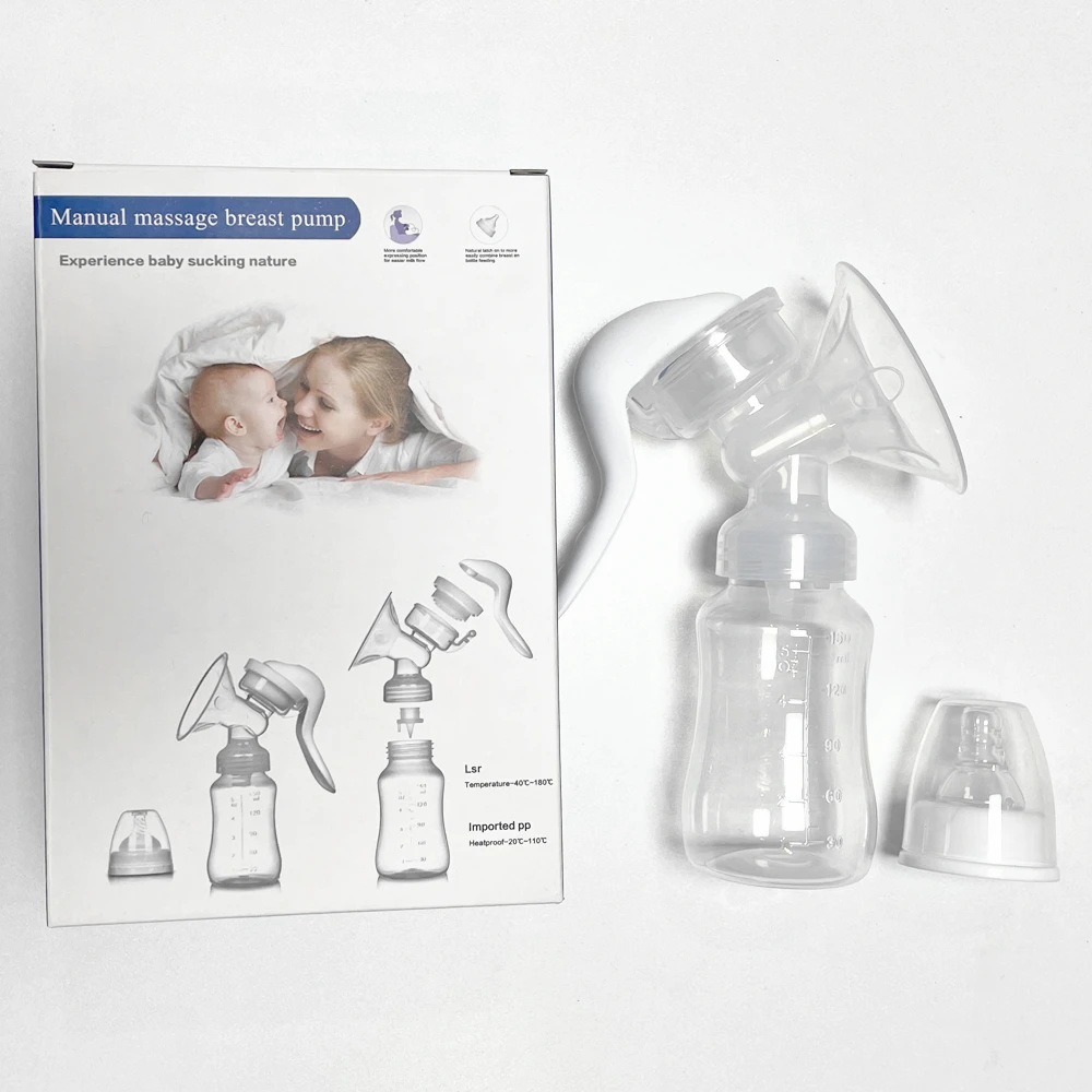 

BPA Free Comfort Manual Milk Extractor Baby Feeding Milk Pump with Breast Feeding Pads, White