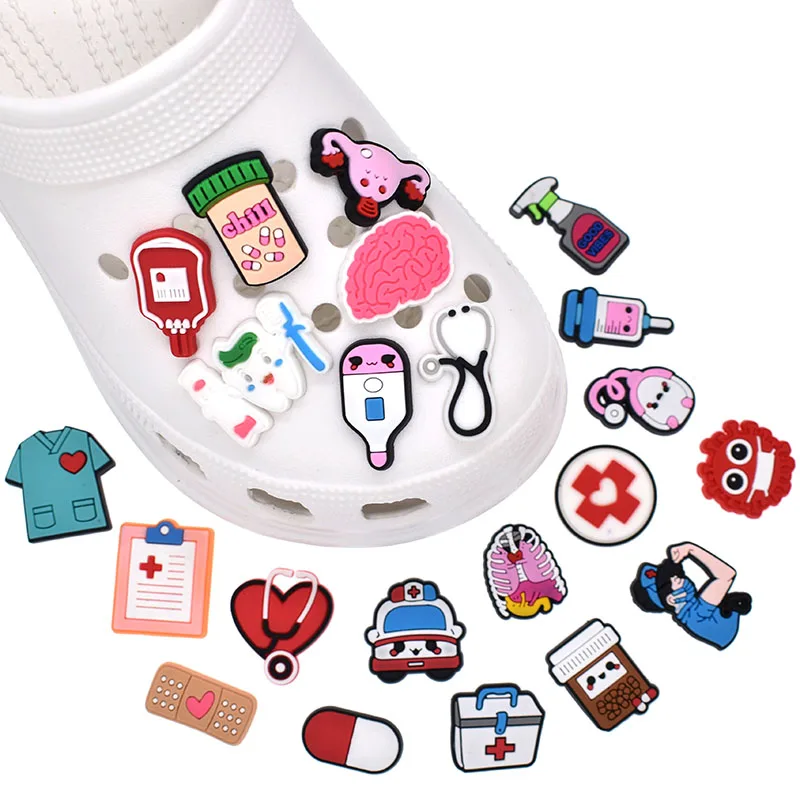 

Wholesale Rubber Shoe Charms Nurse Medical Care Shoe decoration wristband Birthday Party Favors Gift For Charm Lady, Shown on pic.