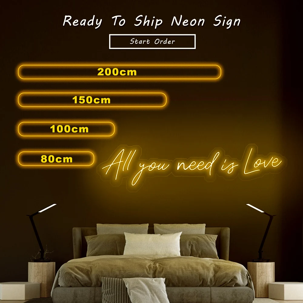 Free Drop Shipping 80cm acrylic board advertising 12V flexible strip letters tub wall custom led all you need is love neon signs