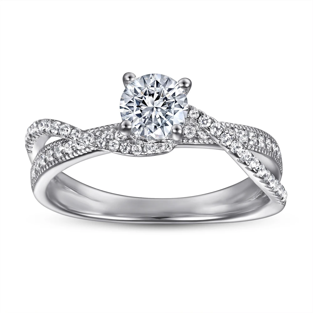 

Custom Order Jewelry 925 Silver Sterling New Design Nice Curve Lines With Diamonds Engagement Promise Ring For Woman, Picture