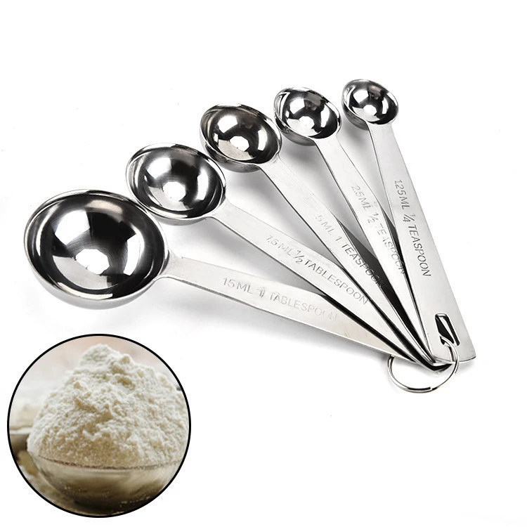 

Silverware 5 Piece Stainless Steel Cake Baking Tool Measuring Cups And Spoons Sets, Silver