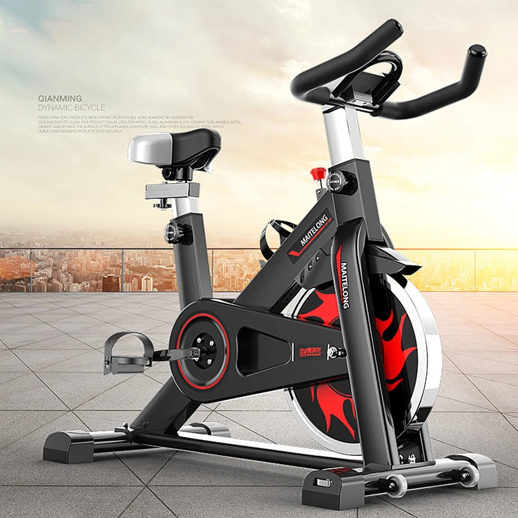 

Stationary fitness equipment spinning exercise bike, Black+red/gray+green