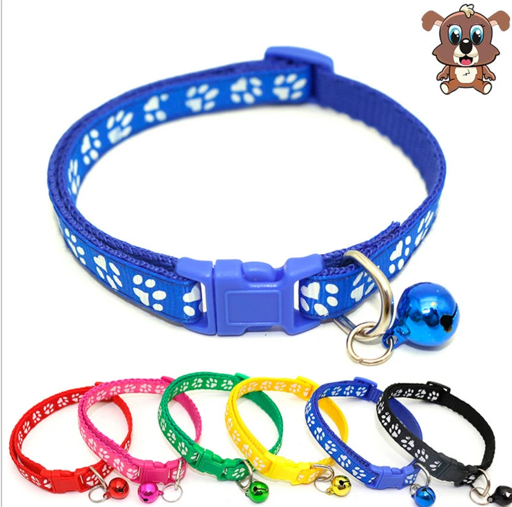 

Multi-colors Design Adjustable Paw Print Cat Bell Collar Luxury Cat Collar Bells