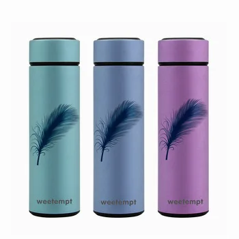 

led temperature display 17 oz 500ml smart stainless steel thermos with tea infuser sport water bottle, Customized color