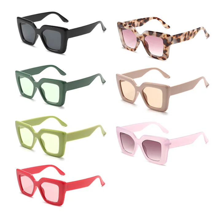 

New Fashion Square Sunglasses For Women Men Oversized Frame Vintage Wholesale Sun Glasses Uv400