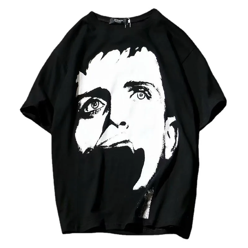 

Men's summer short sleeve T-shirt fashion brand HongKong style big size clothes loose trend couple men's T-shirt