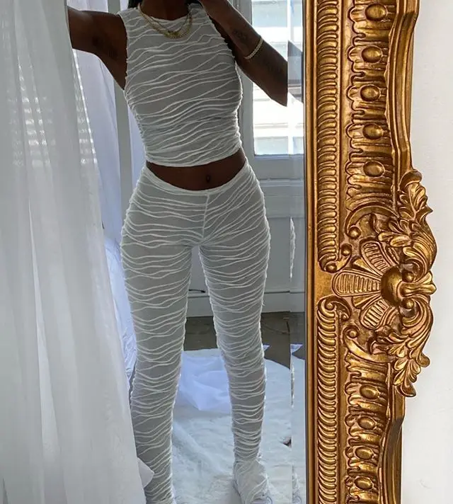 

9109 Women set 2021 New Casual striped hooded crop top long pants clothing 2 pieces loose tracksuits winter outfit, Picture color