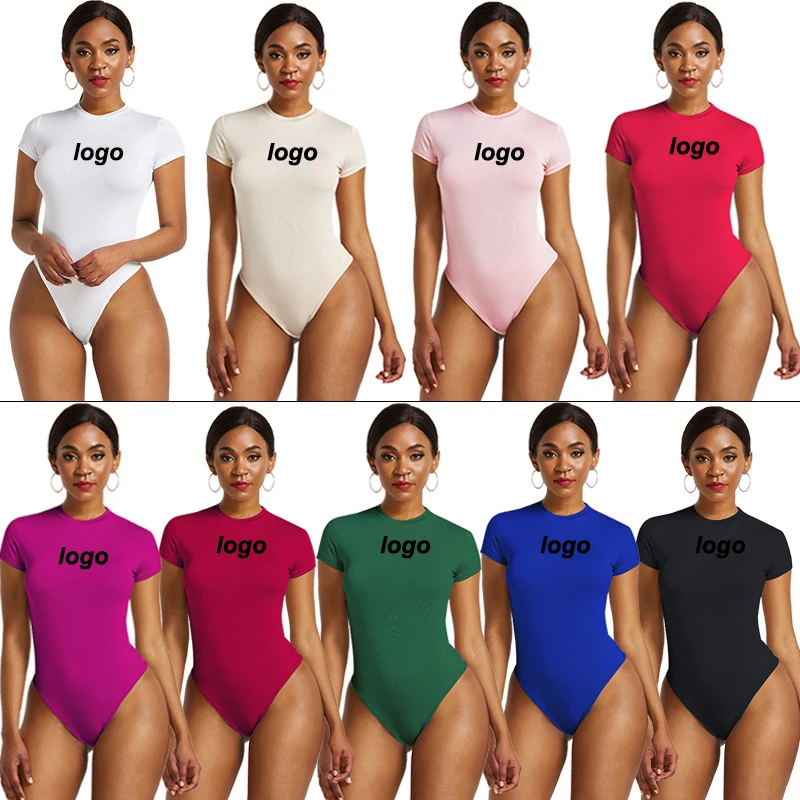 

2021 New Arrivals Autumn Custom Logo Plain Color Sexy Outfit One Piece Woman Tops T-shirt Long Sleeve Bodysuit