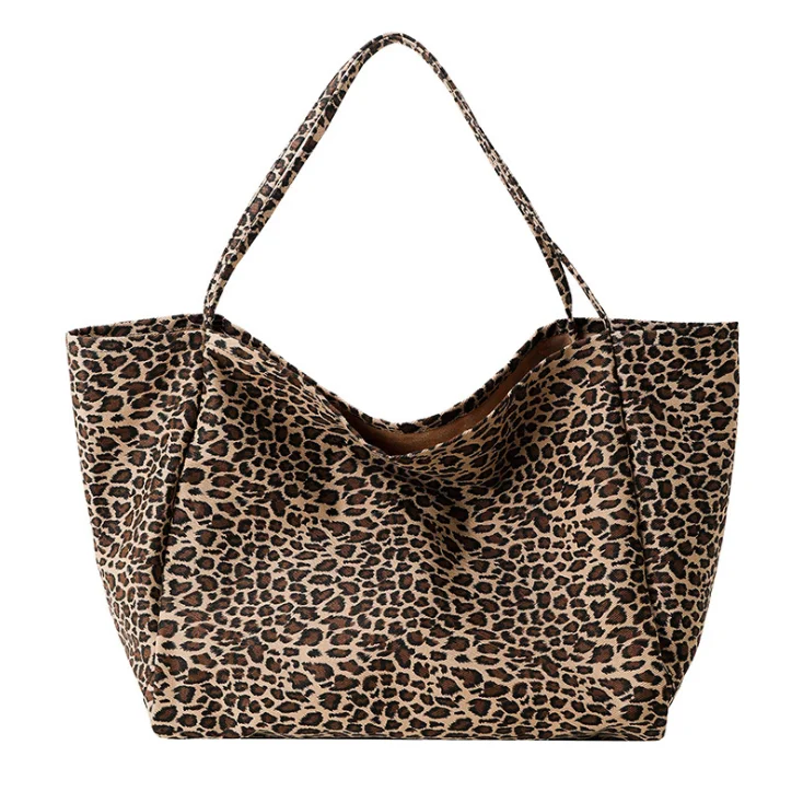 

Korean New Design Leopard Print Thick Canvas Tote Hand Bag for Shopping, Customizable